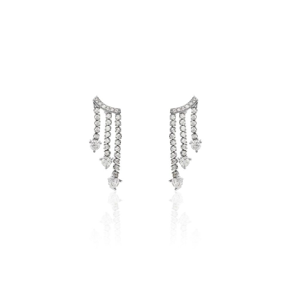 Boucles D'oreilles Pendantes Isalis Argent Blanc Oxyde De Zirconium - Pendantes Femme | Marc Orian