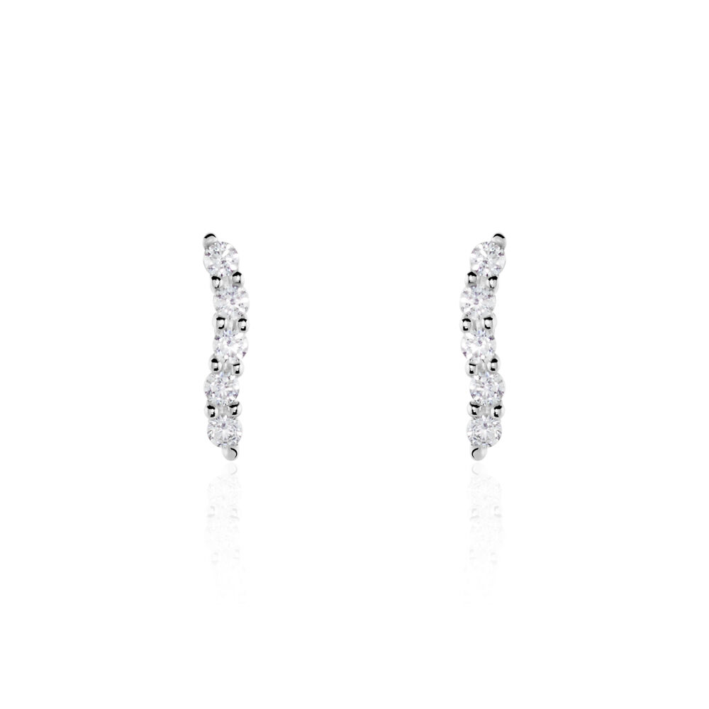 Boucles D'oreilles Puces Dahina Or Blanc Oxyde De Zirconium - Puces Femme | Marc Orian