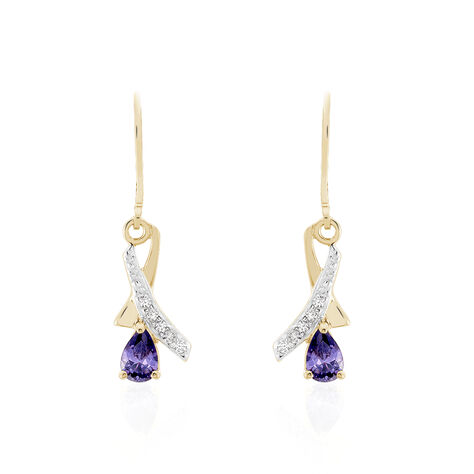 Boucles D'oreilles Pendantes Dyanah Plaque Or Jaune Oxyde De Zirconium - Pendantes Femme | Marc Orian