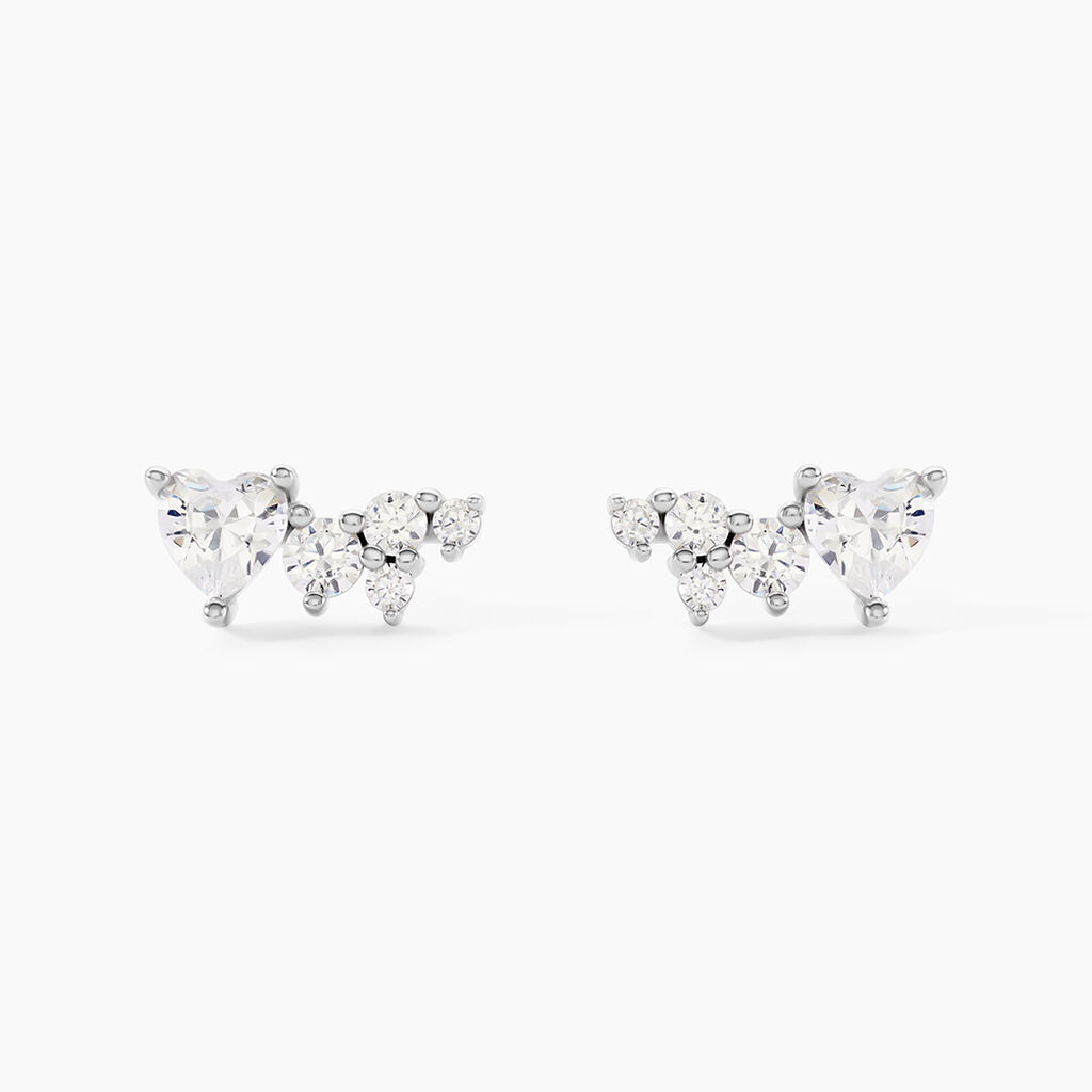 Boucles D'Oreilles Puces Lovella Argent Blanc Oxyde De Zirconium - Puces Femme | Marc Orian