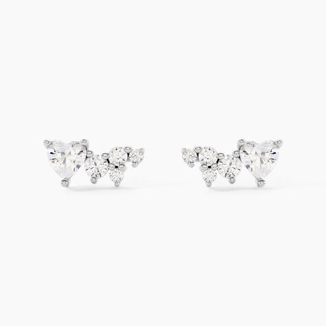 Boucles D'Oreilles Puces Lovella Argent Blanc Oxyde De Zirconium - Puces Femme | Marc Orian
