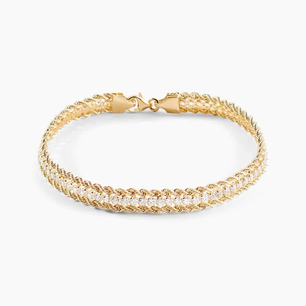 Bracelet Jerry Maille Corde 3 Rangs Or Bicolore Oxyde De Zirconium - Bracelets mailles Femme | Marc Orian