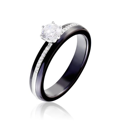 Bague Solitaire Ceramik Design Argent  Oxyde De Zirconium Et Céramique - Bagues Femme | Marc Orian