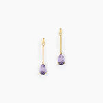 Boucles D'oreilles Pendantes Goutte Or Jaune Amethyste - Pendantes Femme | Marc Orian