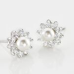 Boucles D'oreilles Puces Argent Blanc Cheri Perle De Culture Oxydes - Puces Femme | Marc Orian