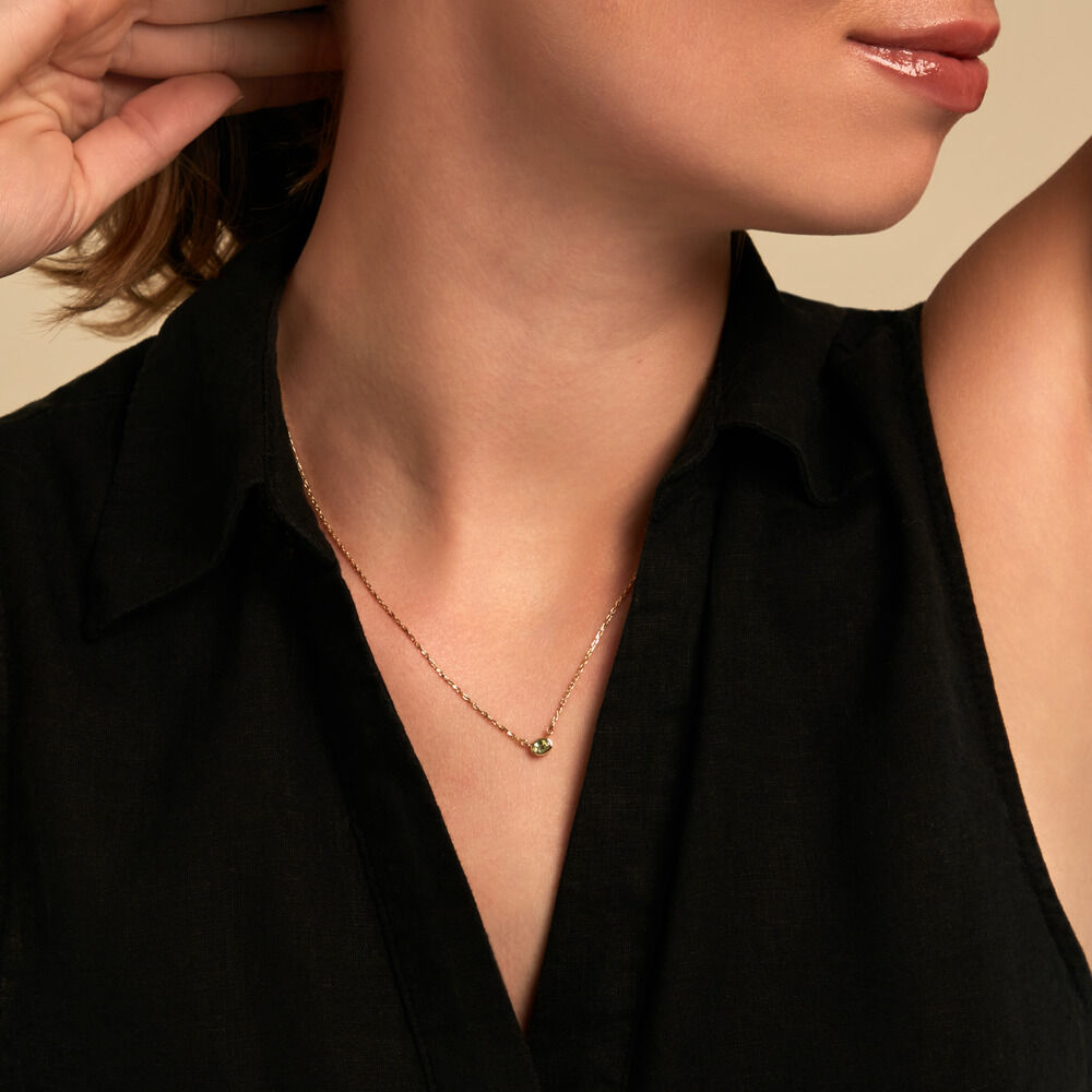 Collier Poem Argent Jaune P&eacute;ridot - Colliers avec pierres Femme | Marc Orian