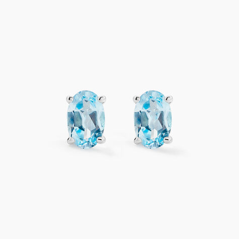 Boucles D'oreilles Puces Elea Serti Griffe Or Blanc Topaze - Puces Femme | Marc Orian