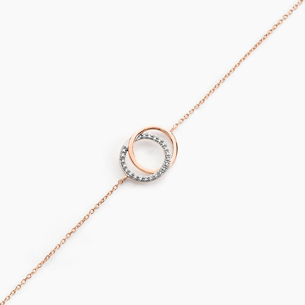 Bracelet Or Rose Tresha Diamants - Bracelets Anneaux Entrelaces Femme | Marc Orian