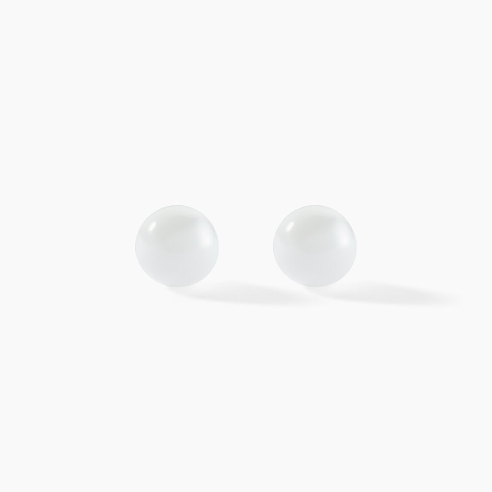 Boucles D'oreilles Puces Solene Argent Blanc C&eacute;ramique - Puces Femme | Marc Orian