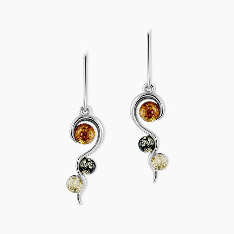 Boucles D'oreilles Pendantes Murriel Argent Blanc Ambre - Pendantes Femme | Marc Orian