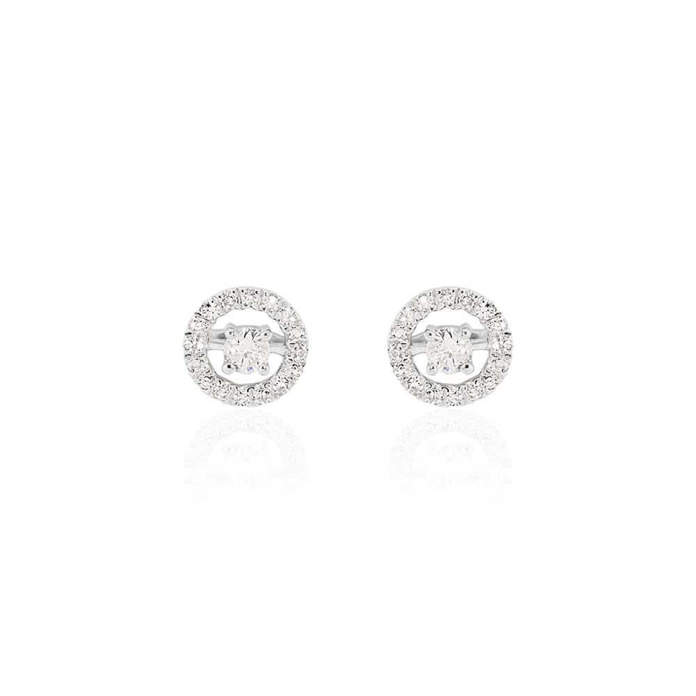 Boucles D'oreilles Puces Domitia Or Blanc Diamant - Puces Femme | Marc Orian