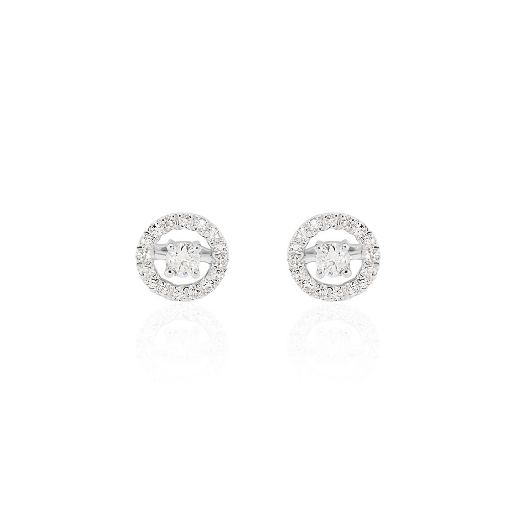 Boucles D'oreilles Puces Domitia Or Blanc Diamant - Puces Femme | Marc Orian