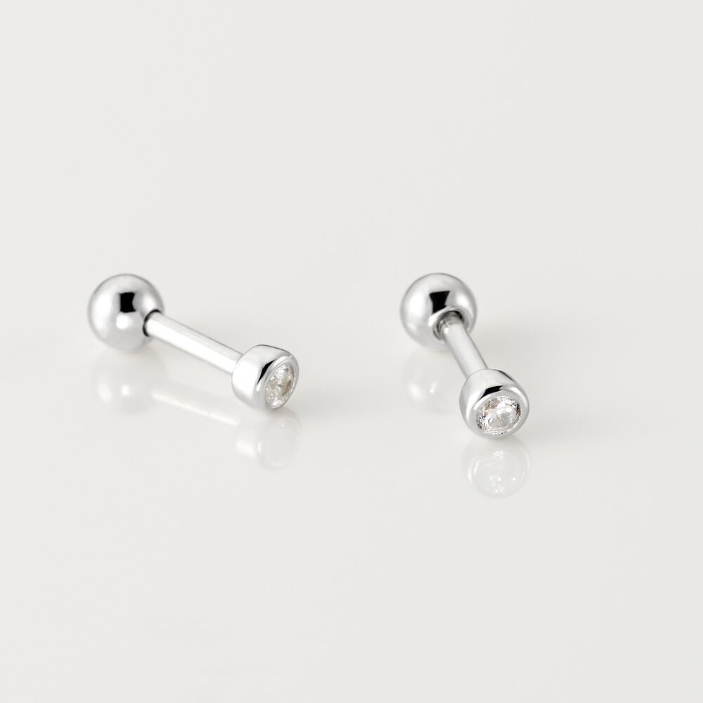Boucles D'oreilles Puces Anani Argent Blanc Oxyde De Zirconium - Puces Femme | Marc Orian