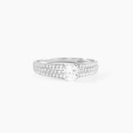 Bague Solitaire Ceridwen 3 Rangs Or Blanc Oxyde De Zirconium - Solitaires Femme | Marc Orian