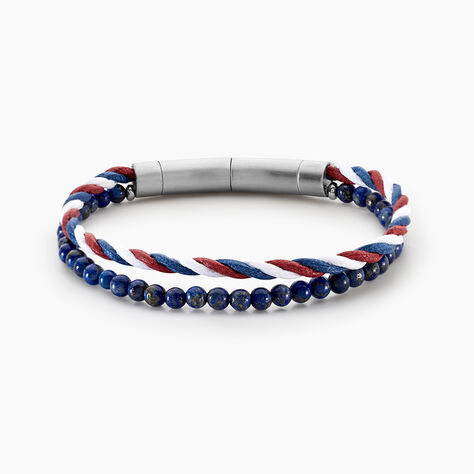 Bracelet Jourdan Renatus Acier Argent&eacute; Lapis Lazuli - Bracelets mailles Homme | Marc Orian