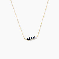 Collier Navette Or Jaune Saphir Diamant