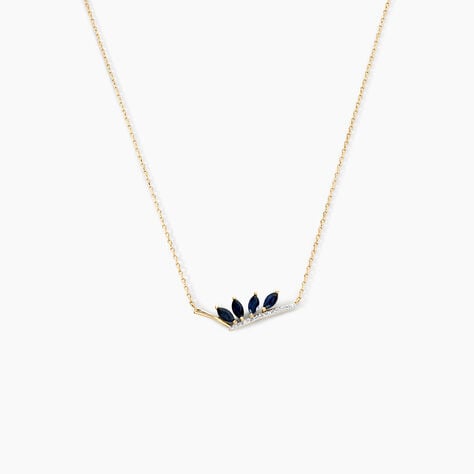 Collier Navette Or Jaune Saphir Diamant - Colliers avec pierres Femme | Marc Orian