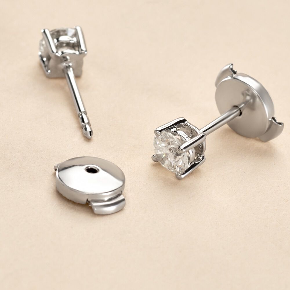 Boucles D'oreilles Puces One Or Blanc Diamants - Boucles d'oreilles mariage Homme | Marc Orian