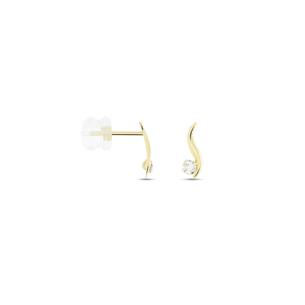 Boucles D'oreilles Puces Beryl Virgule Or Jaune Oxyde De Zirconium - Puces Femme | Marc Orian