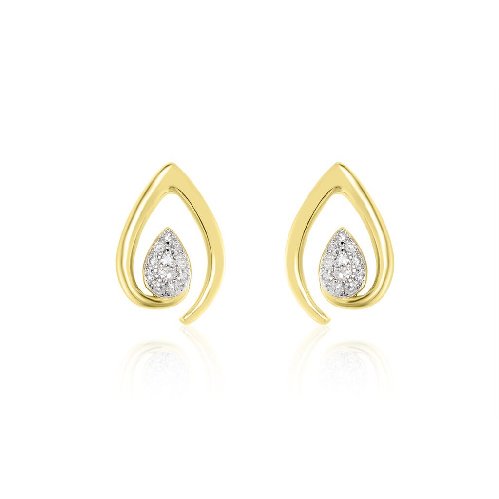 Boucles D'oreilles Or Jaune Sheilana Diamants - Puces Femme | Marc Orian