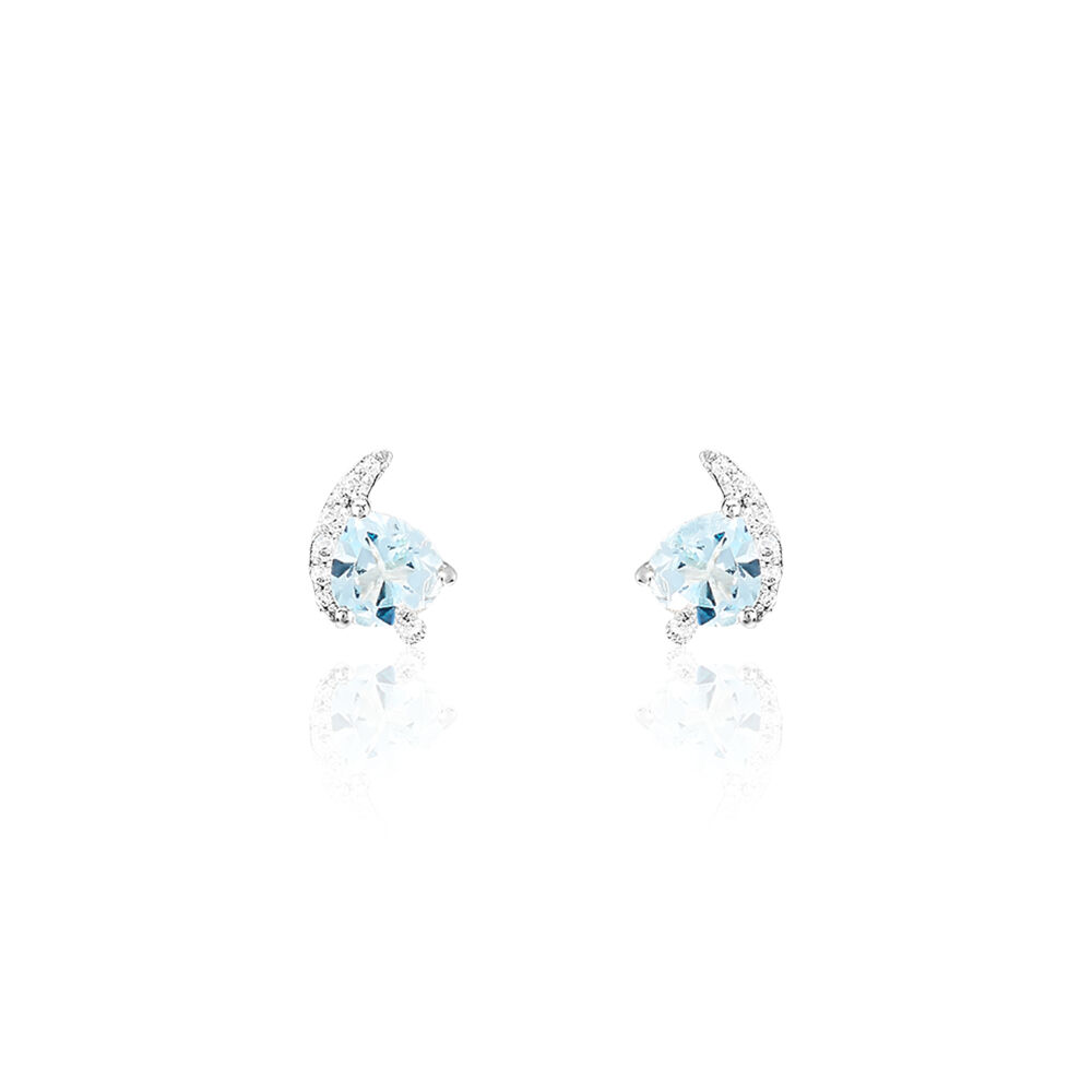 Boucles D'oreilles Puces Coeur In Love Or Blanc Topaze Et Oxyde - Puces Femme | Marc Orian