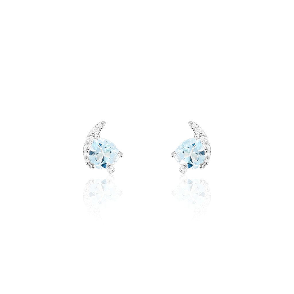 Boucles D'oreilles Puces Coeur In Love Or Blanc Topaze Et Oxyde - Puces Femme | Marc Orian