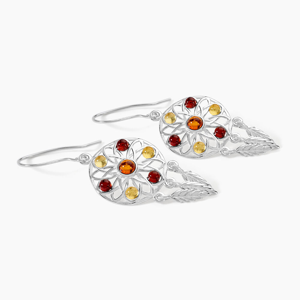 Boucles D'oreilles Argent Blanc Lorena Ambre - Pendantes Femme | Marc Orian