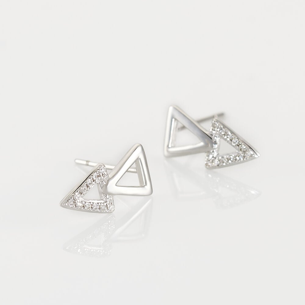Boucles D'oreilles Puces Joy Or Blanc Diamant - Puces Femme | Marc Orian