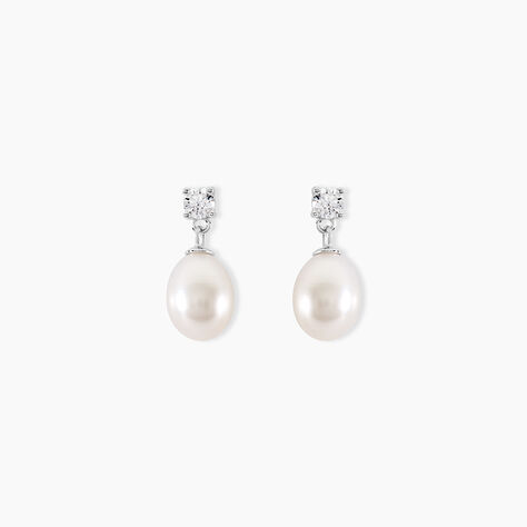 Boucles D'oreilles Pendantes Dolores Argent  Perle De Culture Et Oxyde - Pendantes Femme | Marc Orian