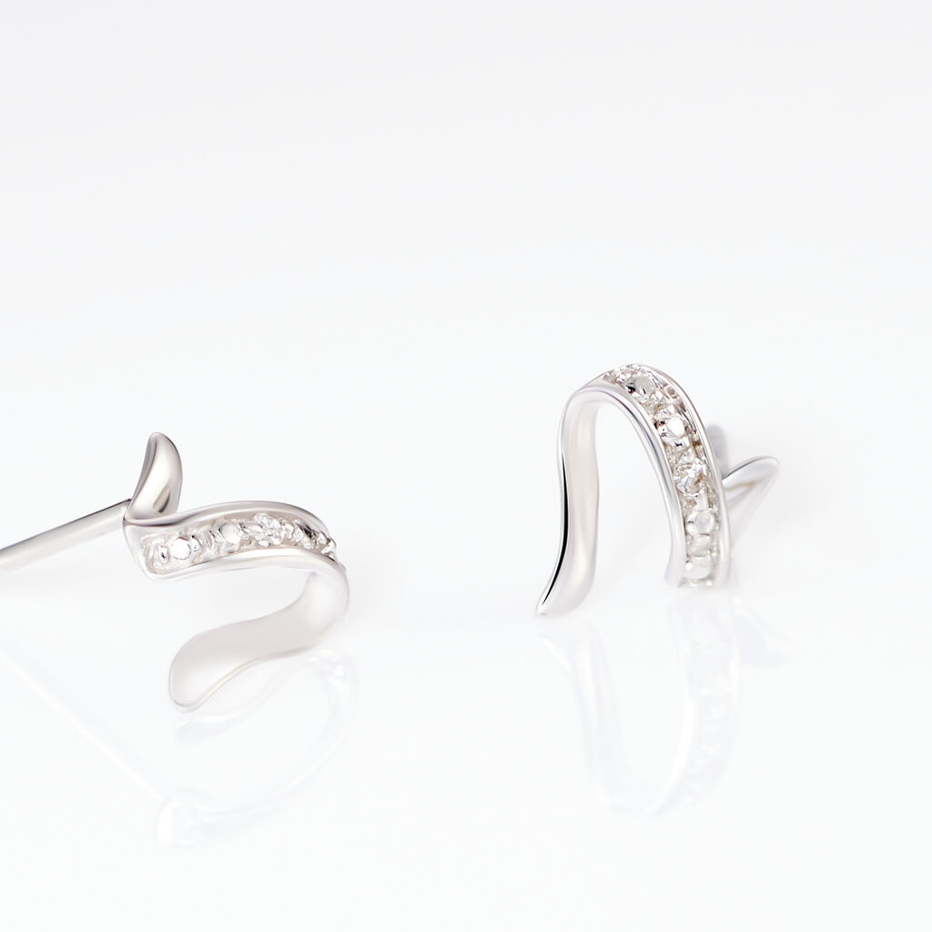 Boucles D'oreilles Puces Ouassima Or Blanc Diamant - Clous d'oreilles Femme | Marc Orian