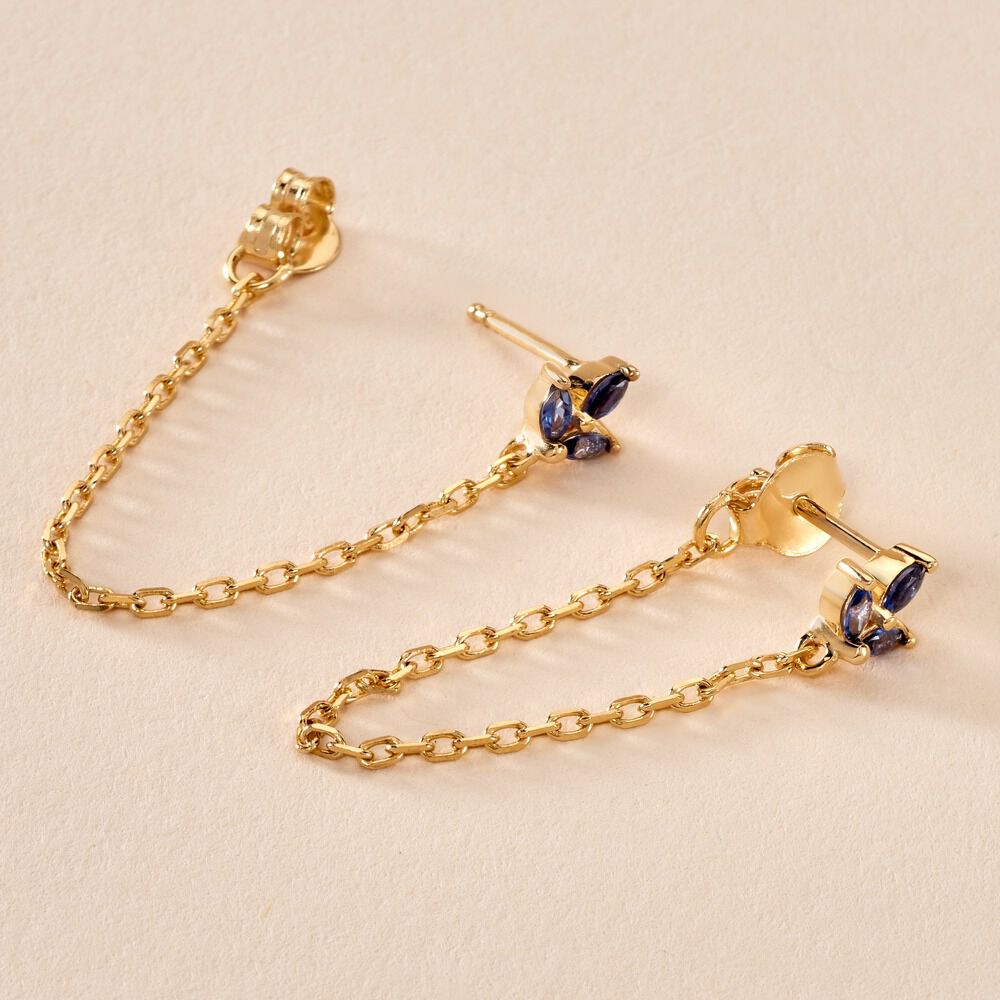 Boucles D'oreilles Pendantes Erma Plaqué Or Doré Oxyde De Zirconium - Pendantes Femme | Marc Orian