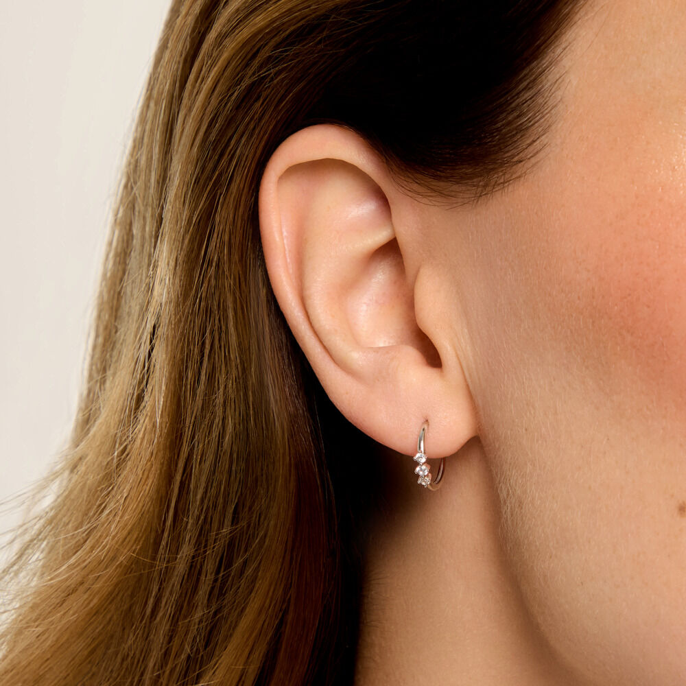 Cr&eacute;oles Kacey Argent Blanc Oxyde De Zirconium - Cr&eacute;oles Femme | Marc Orian