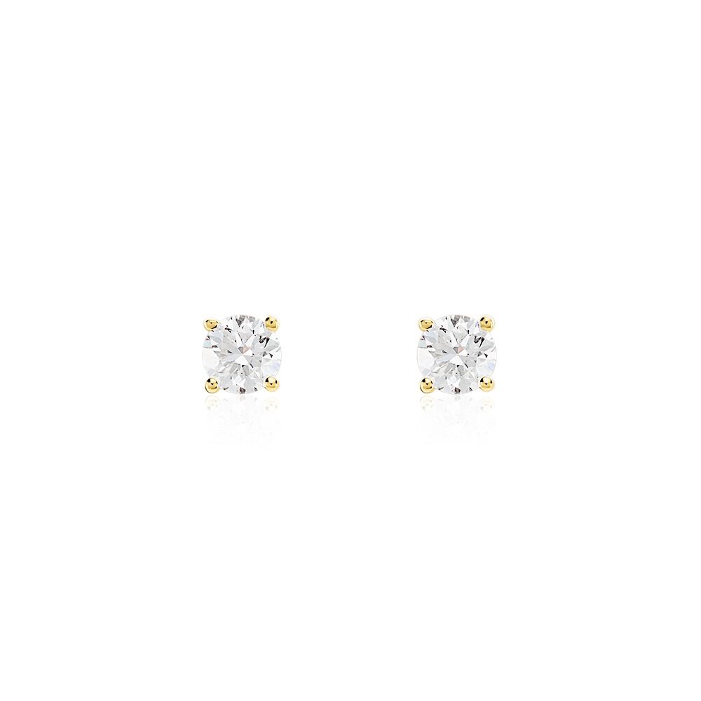 Boucles D'oreilles Puces One Or Jaune Diamants - Boucles d'oreilles mariage Femme | Marc Orian