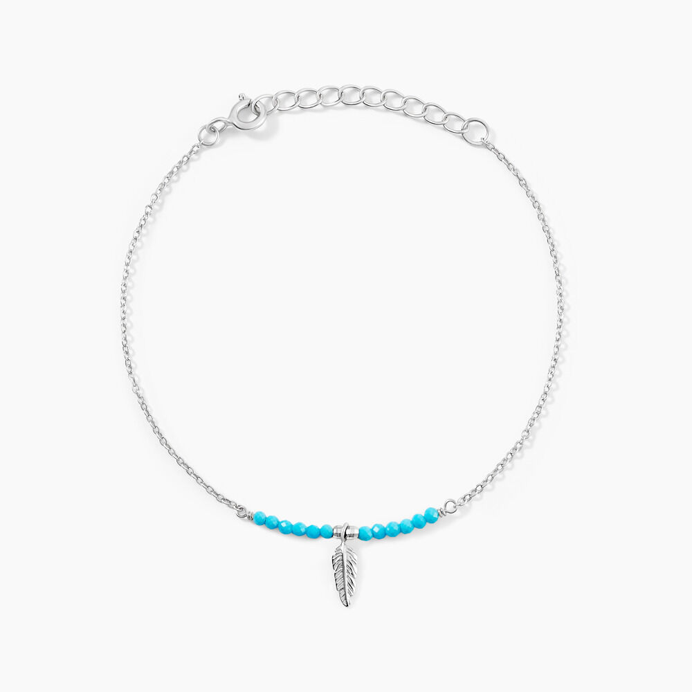 Bracelet Lottie Argent Blanc Turquoise - Bracelets chaînes Femme | Marc Orian