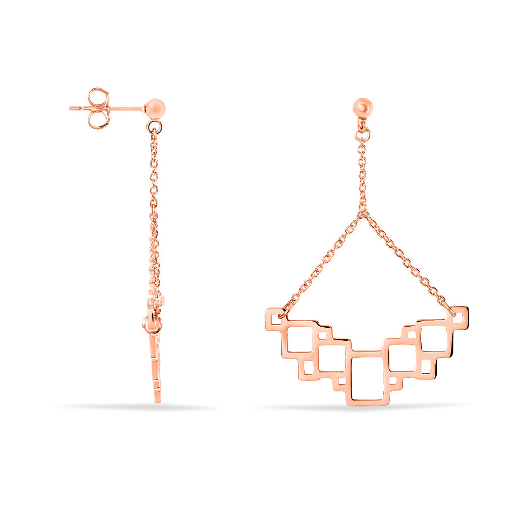 Boucles D'oreilles Pendantes Crispine Acier Rose - Pendantes Femme | Marc Orian