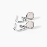 Cr&eacute;oles Tao Argent Blanc Quartz - Boucles d'oreilles pampille Femme | Marc Orian