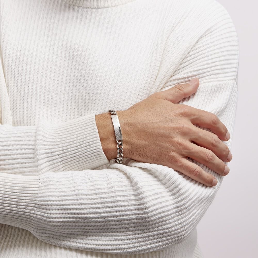 Bracelet Identité Phebus Him Classique Acier Blanc - Gourmettes Homme | Marc Orian
