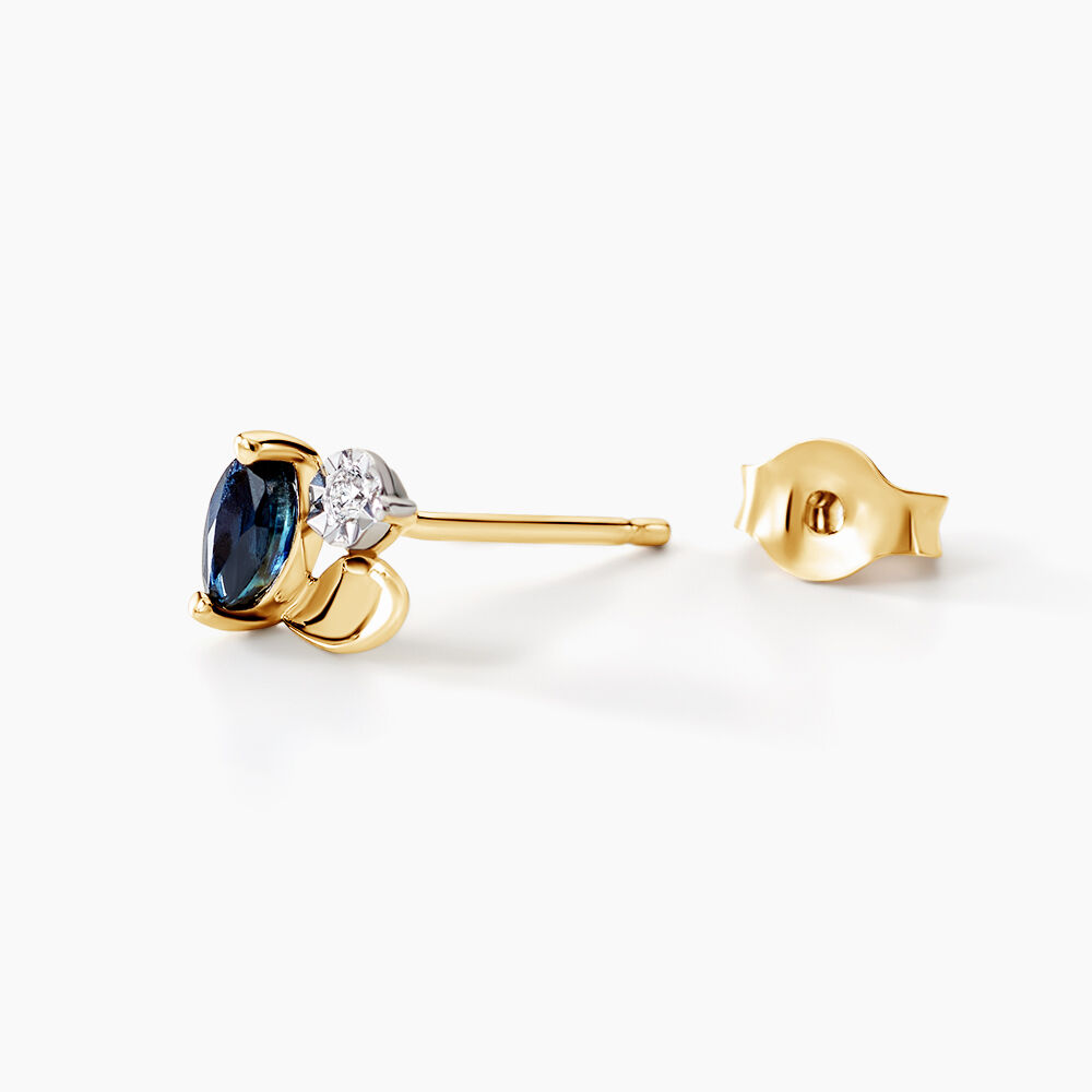 Boucles D'oreilles Puces Tameka Or Bicolore Saphir Diamant -  Femme | Marc Orian