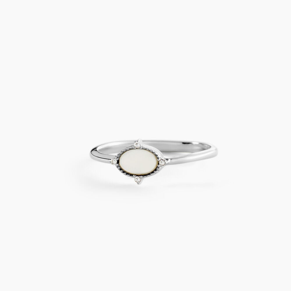 Bague Margot Argent Blanc Nacre Oxyde De Zirconium - Bijoux fantaisie Femme | Marc Orian