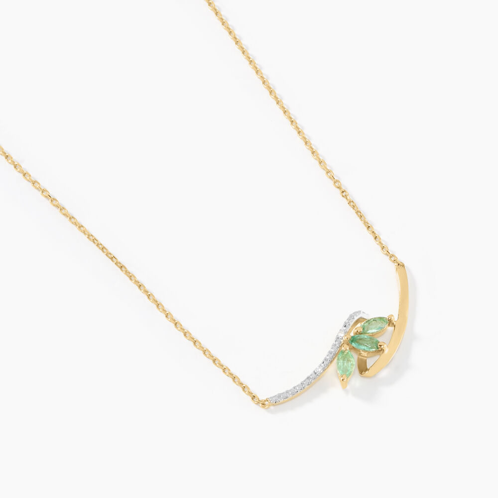 Collier Or Jaune Caetlin Emeraude Diamants - Colliers avec pierres Femme | Marc Orian