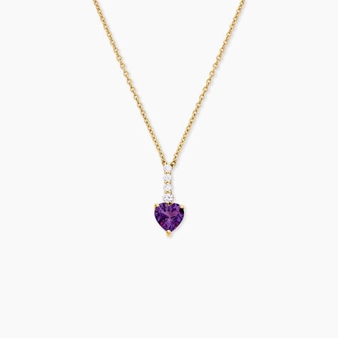 Collier Fany Argent Dor&eacute; A L'Or 750/1000 Am&eacute;thyste Oxyde De Zirconium - Colliers avec pierres Femme | Marc Orian