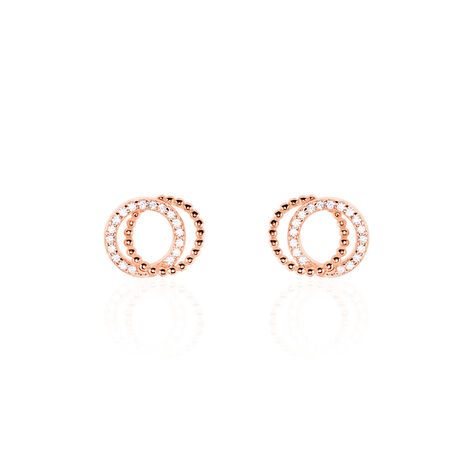 Boucles D'oreilles Puces Janne Argent Rose Oxyde De Zirconium - Clous d'oreilles Femme | Marc Orian