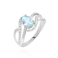 Bague Josyne Or Blanc Topaze Et Oxyde De Zirconium