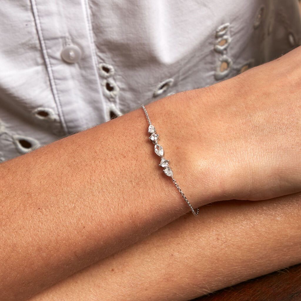 Bracelet Mascaret Argent Blanc Oxyde De Zirconium - Bracelets chaînes Femme | Marc Orian