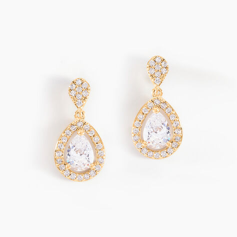 Boucles D'oreilles Pendantes Brigita Plaqu&eacute; Or Jaune Oxyde - Pendantes Femme | Marc Orian