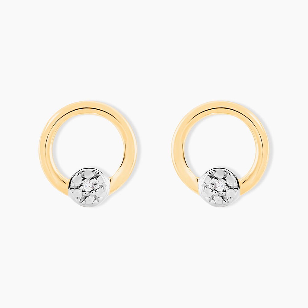Boucles D'oreilles Puces Gisa Jaune Diamant Blanc -  Femme | Marc Orian