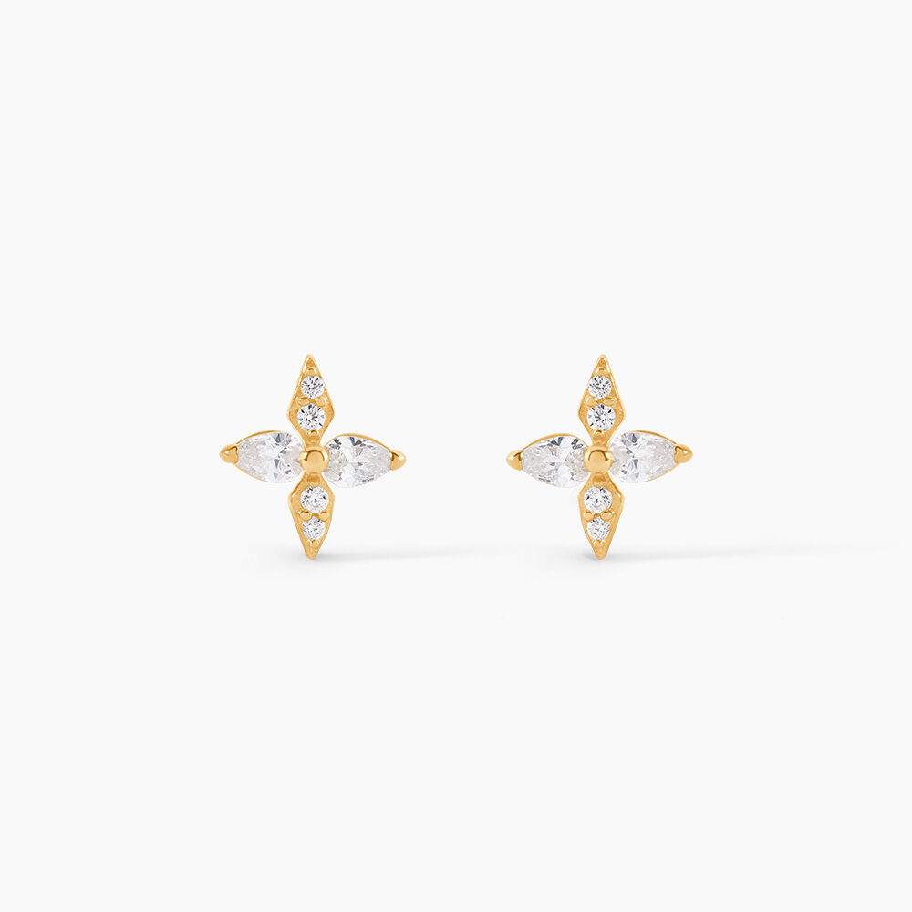 Boucles D'Oreilles Puces Dirk Or Jaune Oxyde De Zirconium - Puces Femme | Marc Orian
