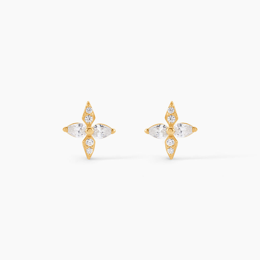 Boucles D'Oreilles Puces Dirk Or Jaune Oxyde De Zirconium - Puces Femme | Marc Orian