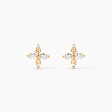 Boucles D'Oreilles Puces Dirk Or Jaune Oxyde De Zirconium - Puces Femme | Marc Orian