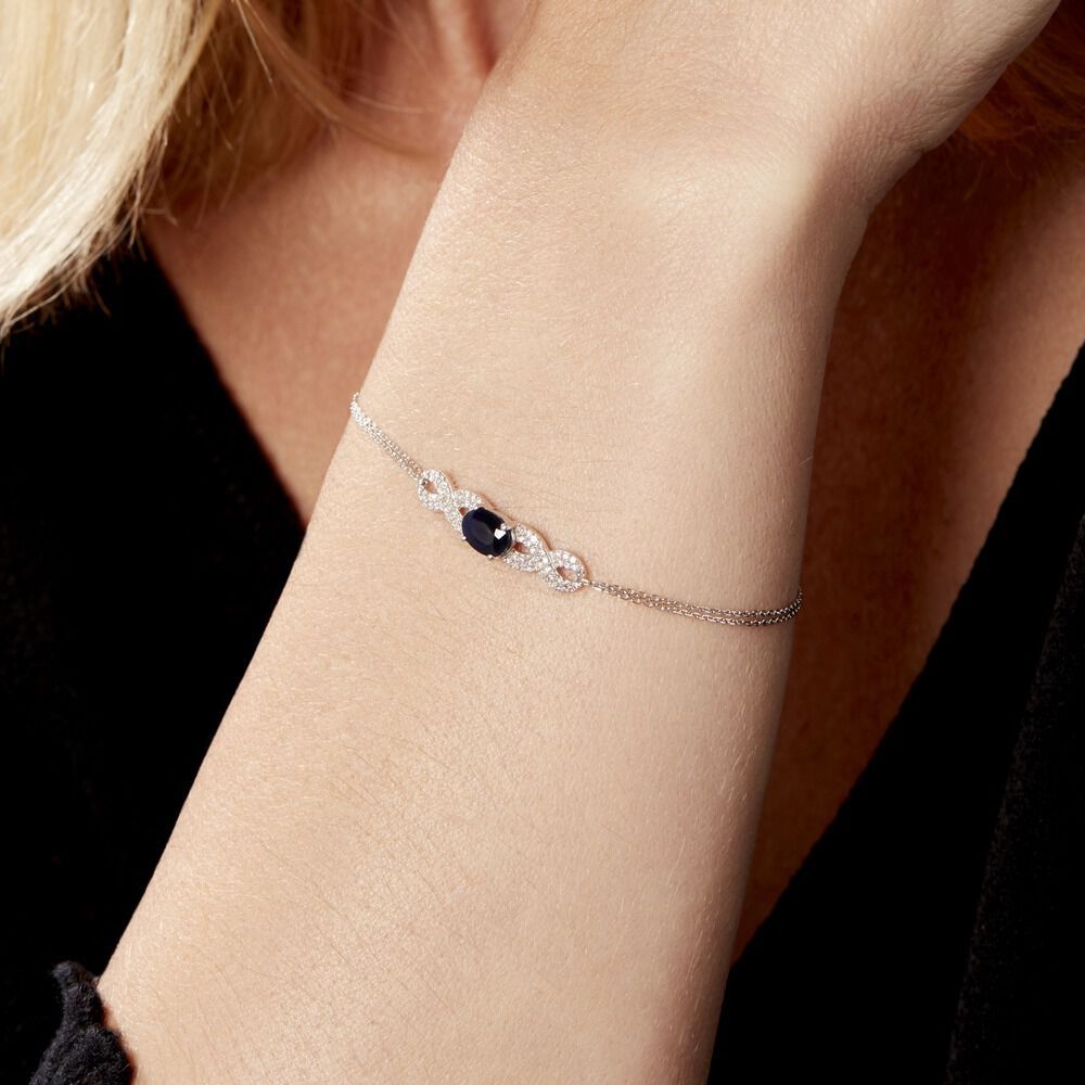 Bracelet Oceania Or Blanc Saphir Et Diamant - Bracelets chaînes Femme | Marc Orian